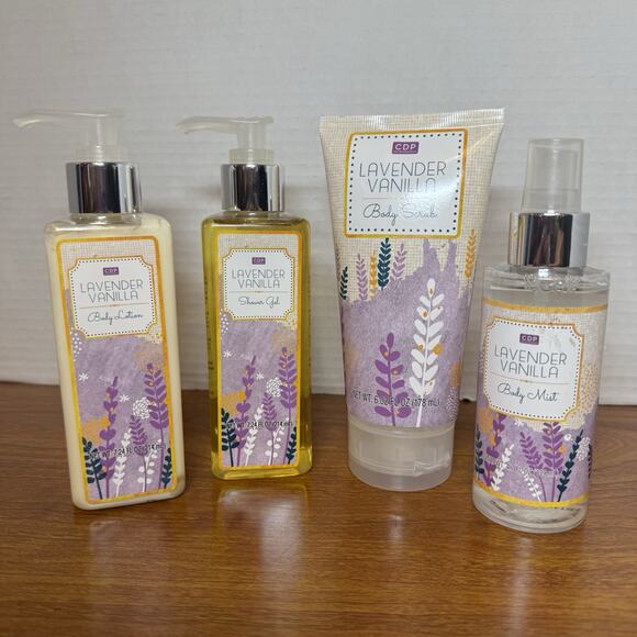 CDP Lavender Vanilla 4pc Gift Set Body Bath Lotion, Spray, Scrub, Shower Gel New